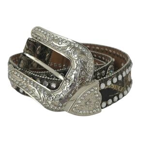 Blazin‎ Roxx Camouflage Genuine Leather Rhinestone Embellished Western Belt Sz L